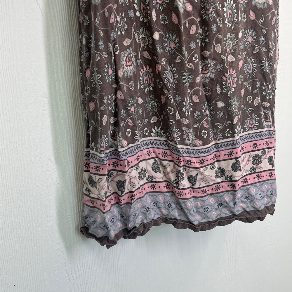 Natural Life - Colorful Burnt Out Floral V Neck Long Sleeve Bohemian Blouse Sm - Picture 6 of 13